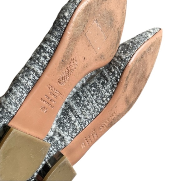 Aquazzura Christy Tweed Lace-up Ballet Flats Size 40.5 Grey/Black  Ankle… - Picture 3 of 5